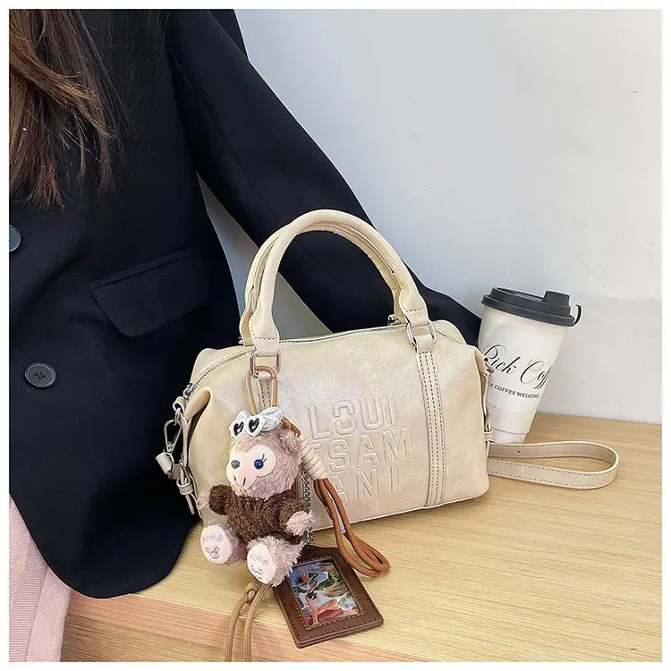 Borsa a tracolla a tracolla in pelle morbida con cerniera per donna