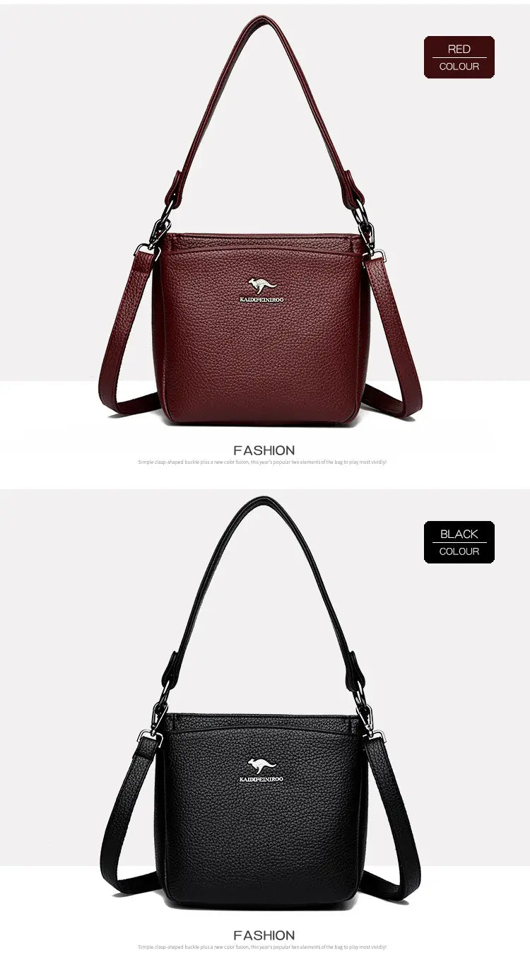 Rucsac cu valiză cu găleată din piele moale cu buzunar telefonic mai multe culori