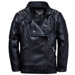 Boys’ Fashion Casual Solid Color Leather Jacket