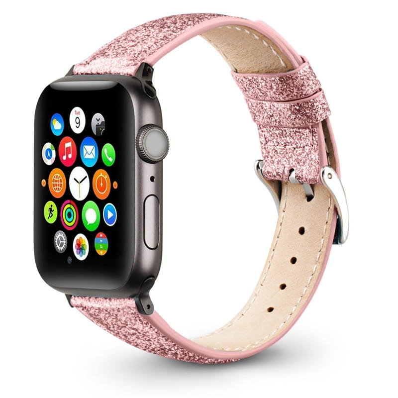Compatible with Apple Watch Strap Leather Glitter Leather Strap