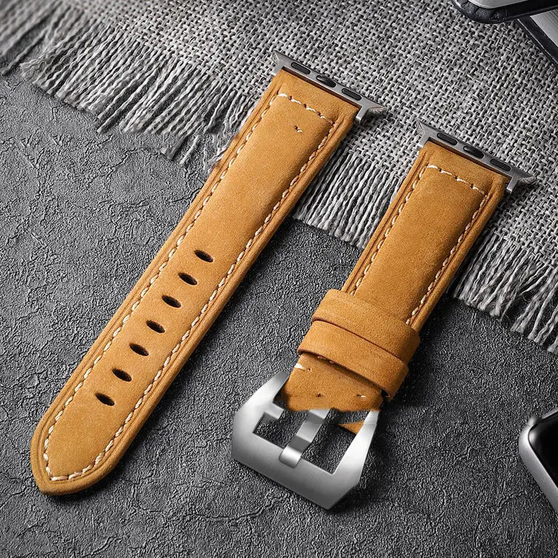 Cowhide Brushed Suede Crazy Horse Leather Strap