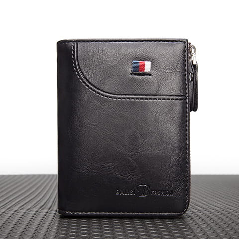 PU Leather Wallet with Zipper for United States and CHF Currency