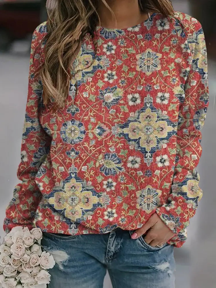 Moletom de manga comprida feminino Solir de poliéster Top casual Fit