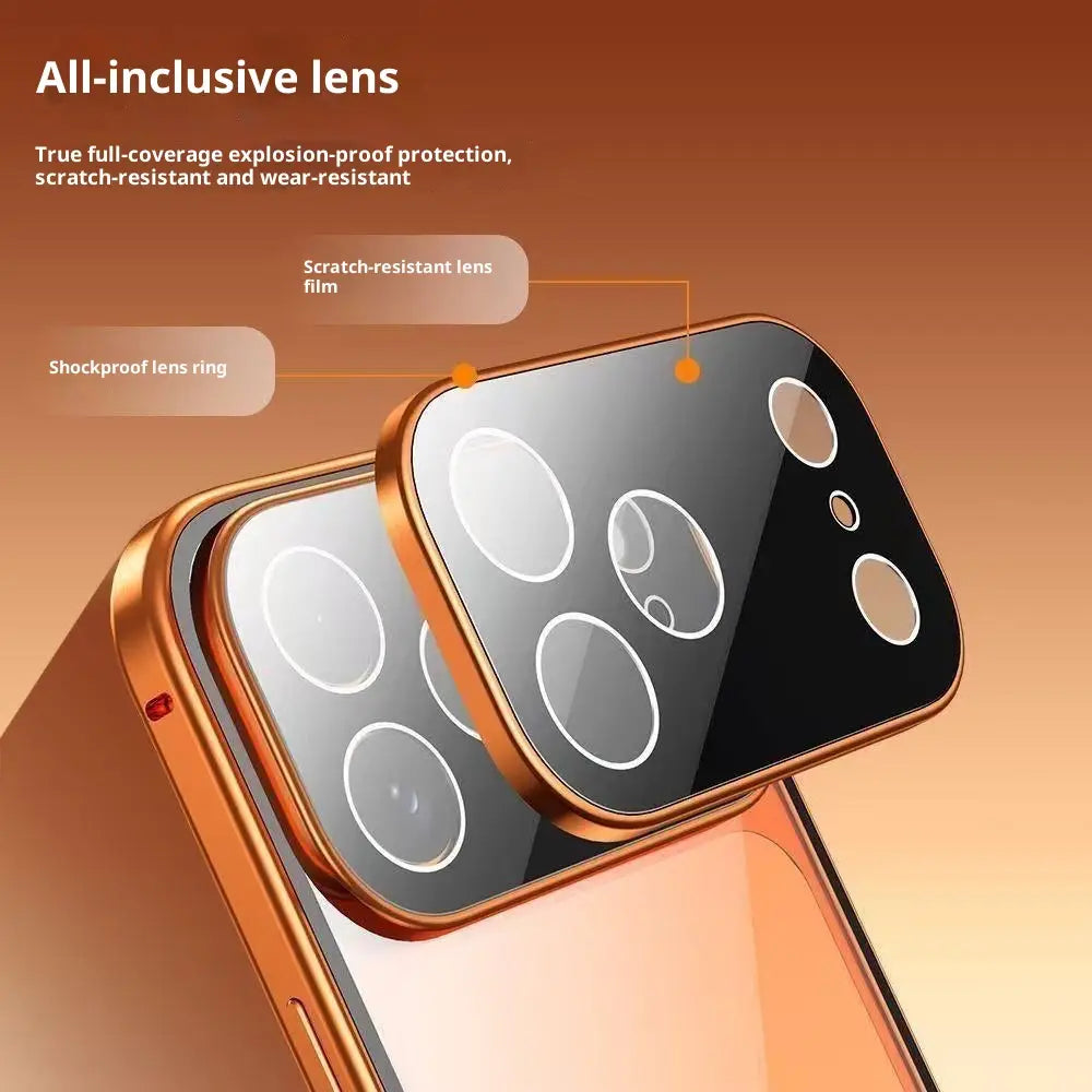 Magnetic Aluminum Alloy Tempered Glass Phone Case for Apple Multiple Colors