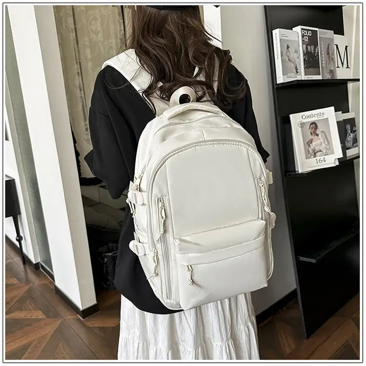 Solid Color School Rucksack Polyester Nylon Urban Umhängetasche für Männer und Frauen