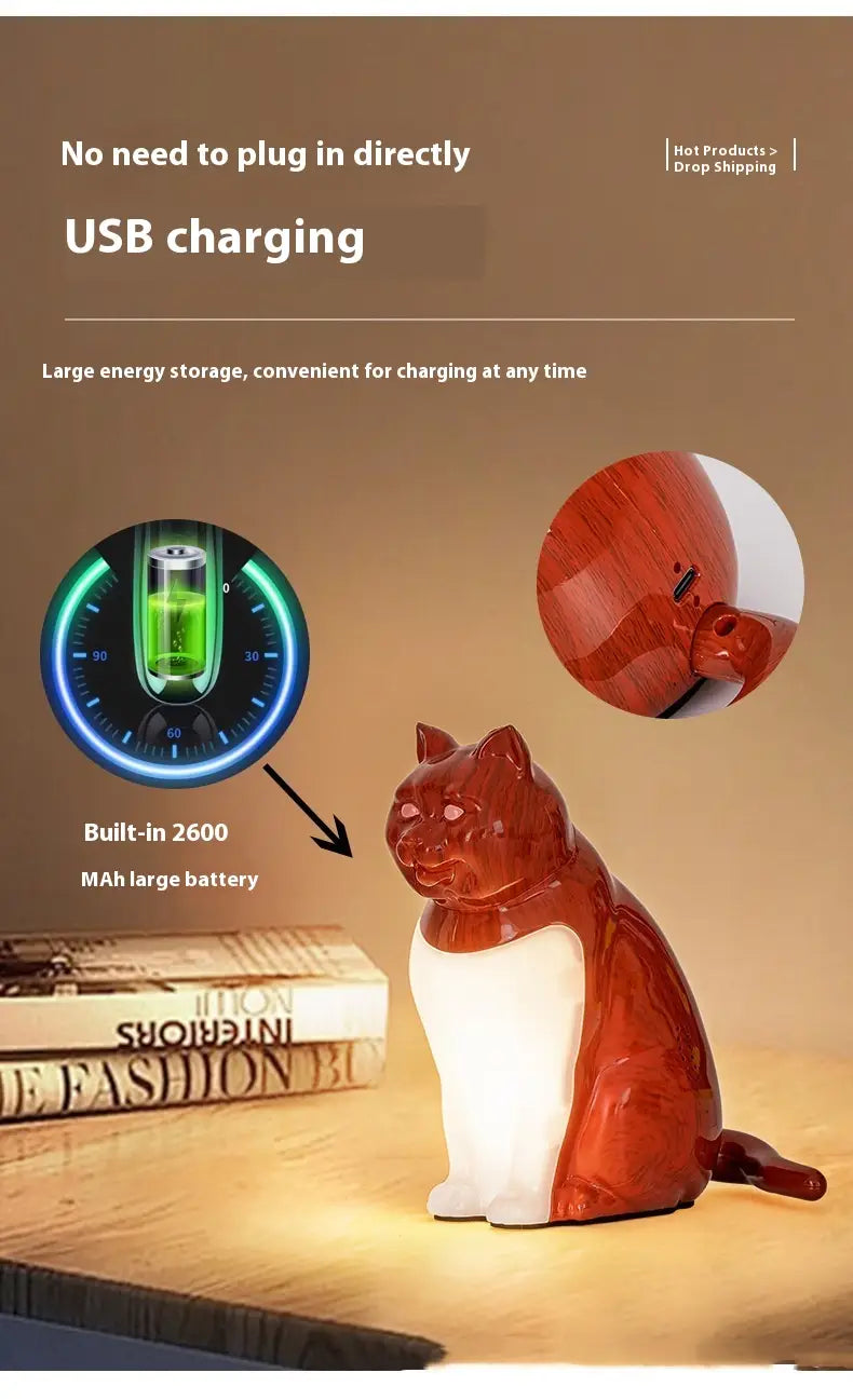 Decorative Night Light with USB Charging for Bedroom and Cat