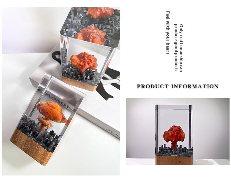Night Lamp Decoration with Explosion Mushroom Resin Atomic Bomb Effect
