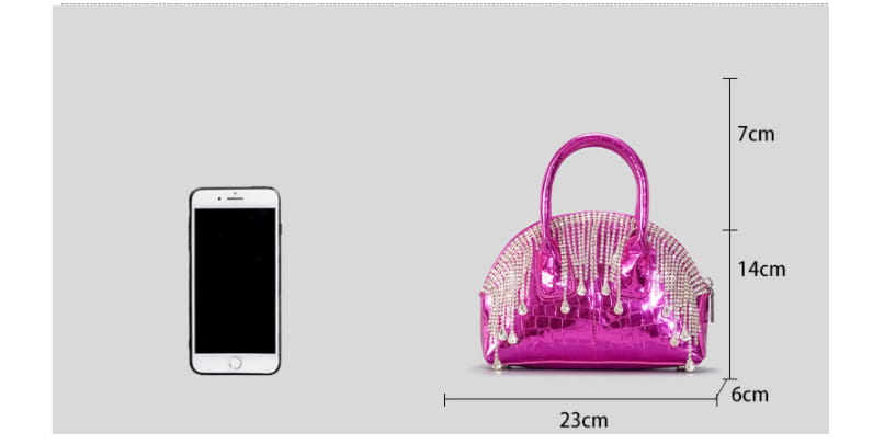 Fashion Shiny Surface Chain Shoulder Messenger Bag with Tassel and Crocodile Pattern