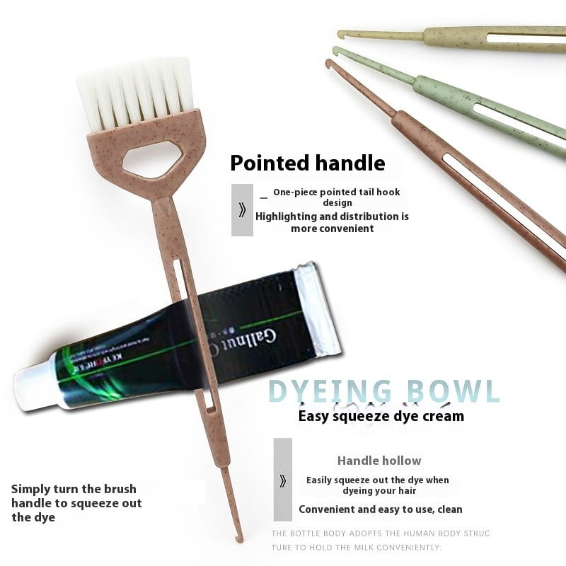 Hair Dye Straw Bowl Set with Brush for Salon Coloring