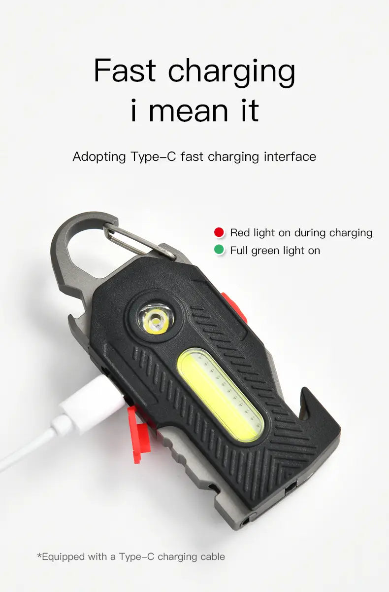 Multifunctional Emergency Charging Light Keychain with Survival Tools