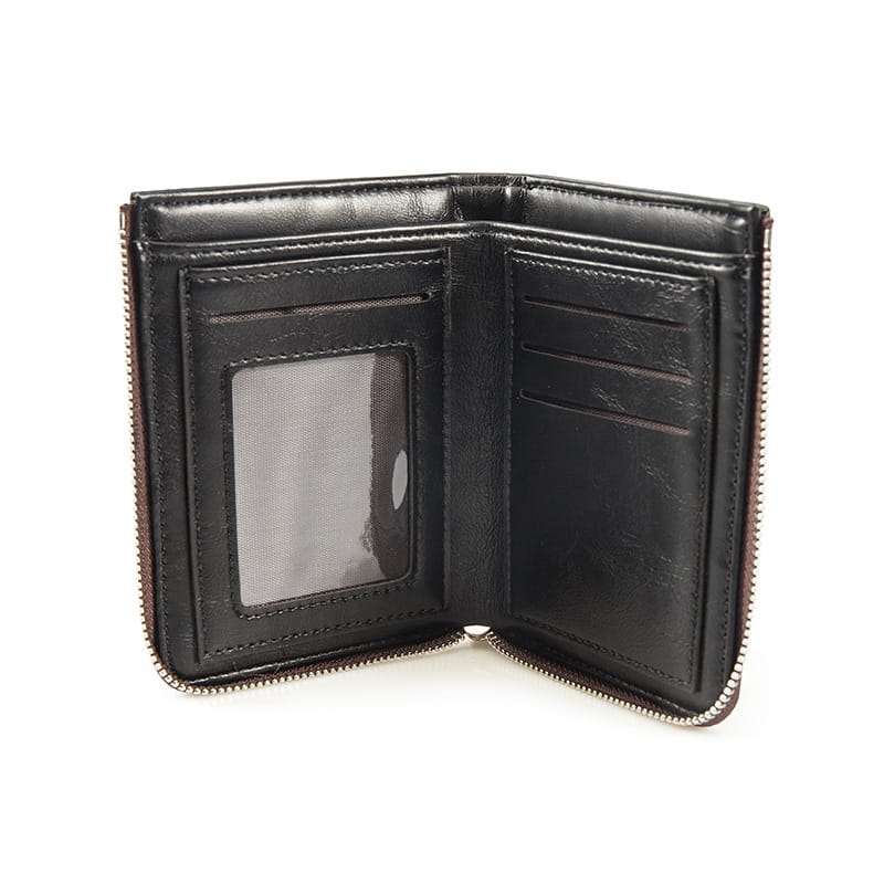 PU Leather Wallet with Zipper for United States and CHF Currency
