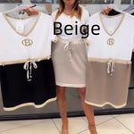 3D Effect Oversized Swing Midi Skirt Beige Black Wide Waist Plus Size S-5XL