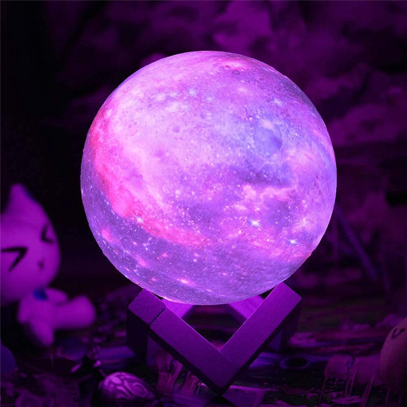 3D Print Moon Lamp with Remote LED Colors Rechargeable Night Light - Teleplus print moon lamp colors remote led night