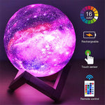 3D Print Moon Lamp with Remote LED Colors Rechargeable Night Light - Teleplus print moon lamp colors remote led night