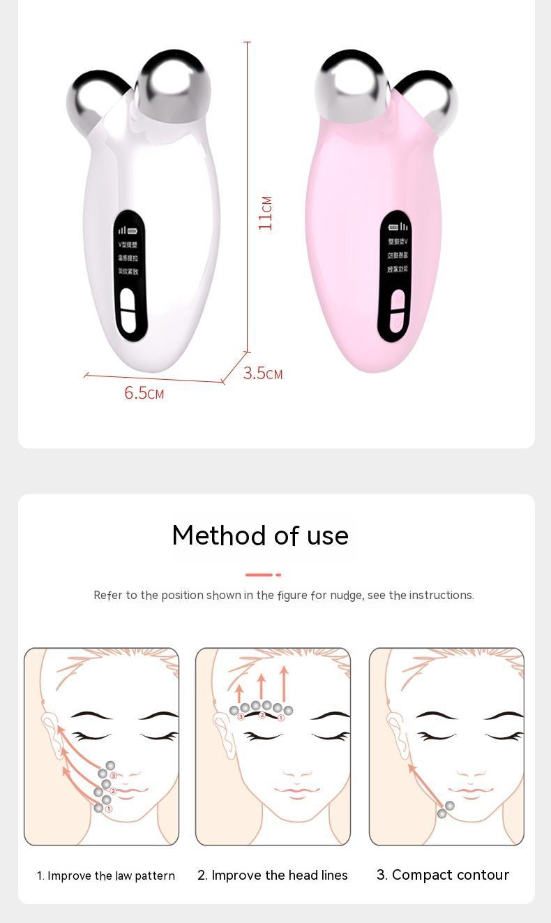 3D Roller EMS Micro Current Roller Vibration Facial Lifting Remove Fine Lines Face Slimming Device - Wrinkle Vanishing