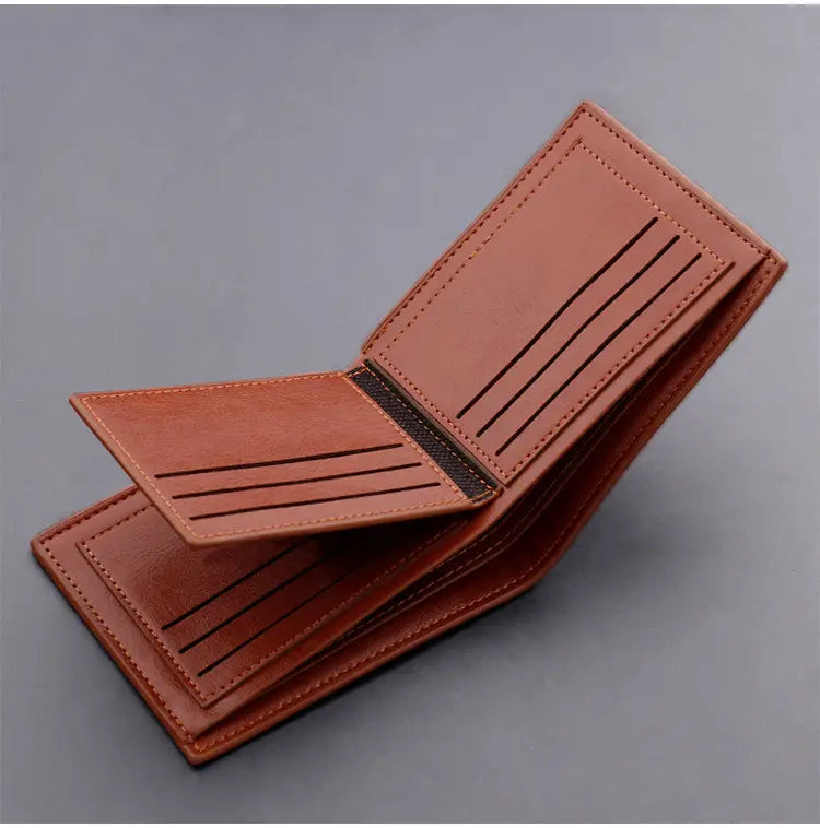 Solid Color Wallet for Men with Multiple Card Slots and ID Window in United States