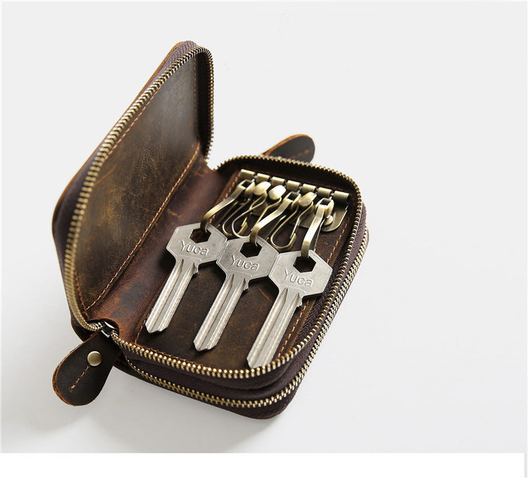 Retro Leather Hand-held Short Key Bag - Key Bag for Your Retro Vibes and Cowhide Cravings