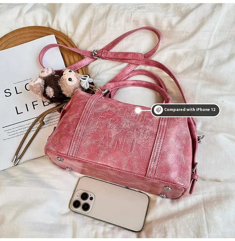 Borsa a tracolla a tracolla in pelle morbida con cerniera per donna