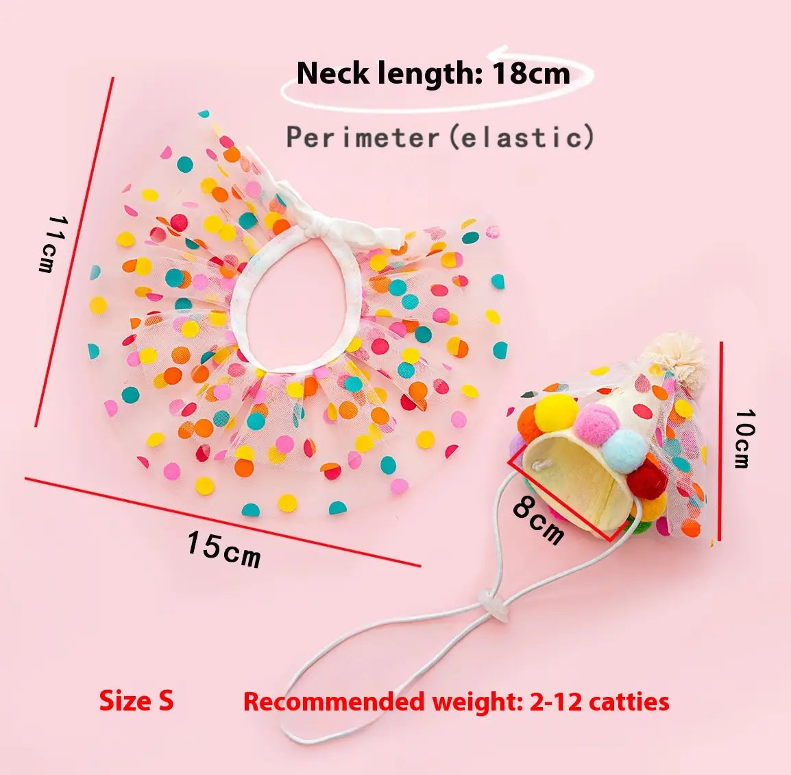 Chapeau de robe d'animaux de compagnie coloré et serviette de salive pour petits chiens moyens