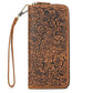 Men’s Crazy Horse Leather Retro Embossing Fashion Long Wallet - Men’s Crazy Horse Brown Embossed Wallet for Style