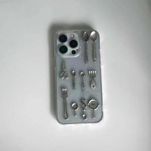 Creative Knife And Fork Retro Silicone Transparent Phone Case