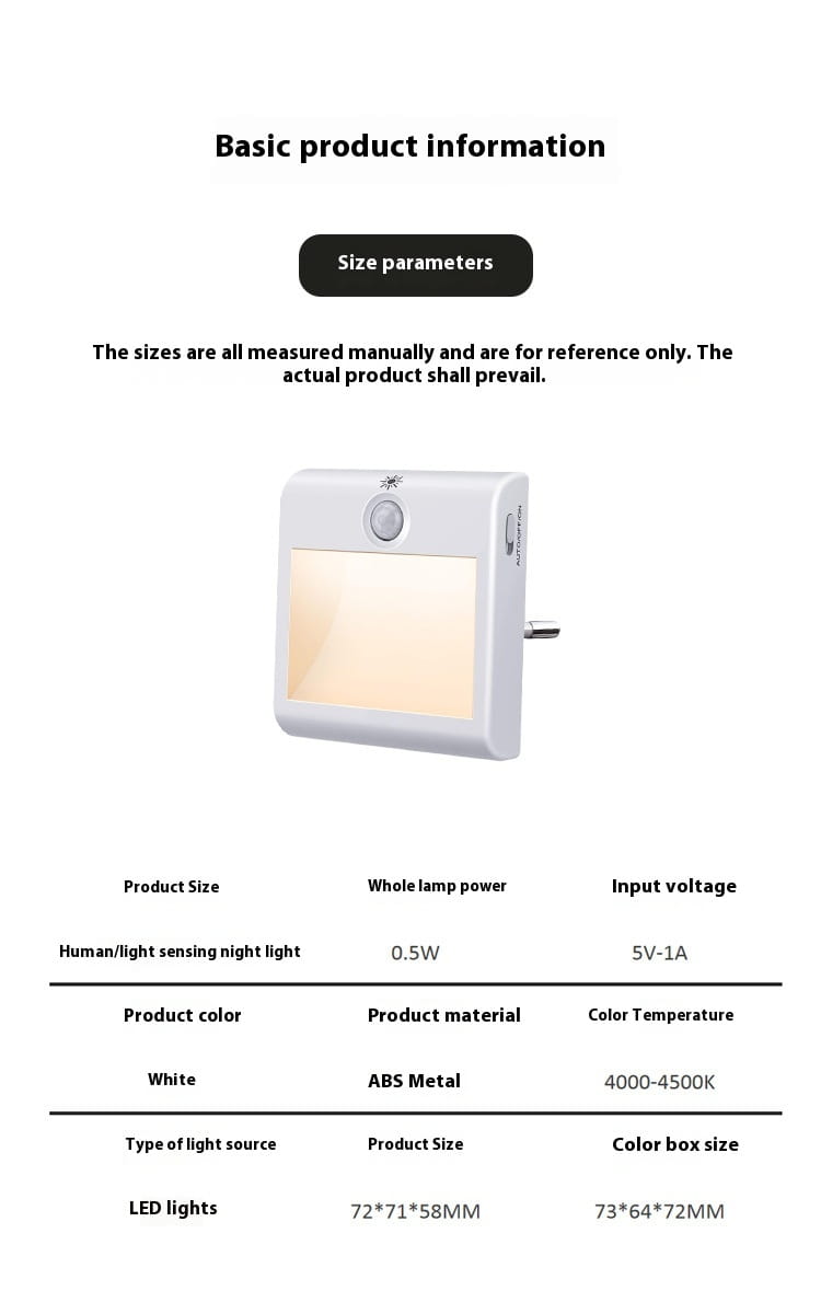 Automatic Induction Eye Light with Human Body Sensing European and American Plugs