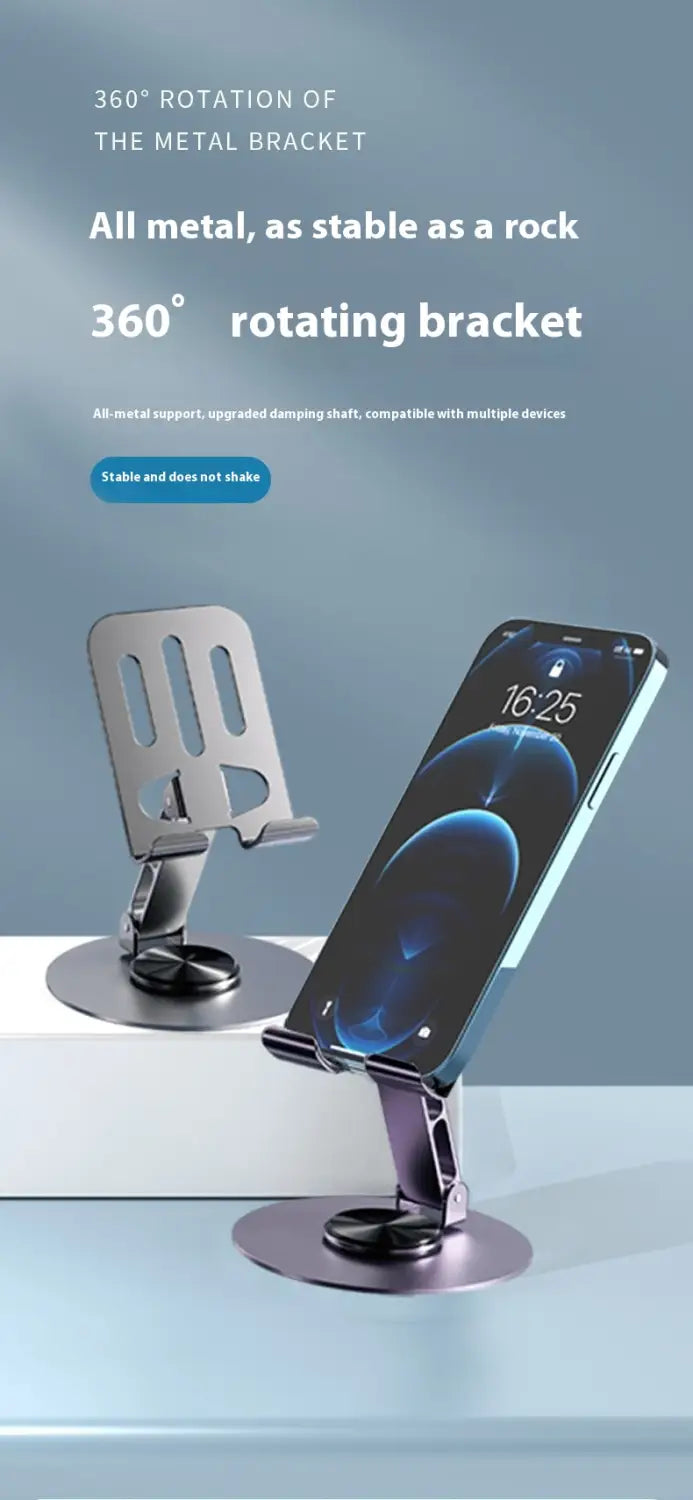 Folding Lazy Tablet Stand with Degree Rotation Adjustment and Space-Like Gray Finish