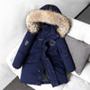 Children's Down Jacket Boys' Mid-length Thickening Plus Size Fur Collar Coat - Dark Blue Primary Color Wool