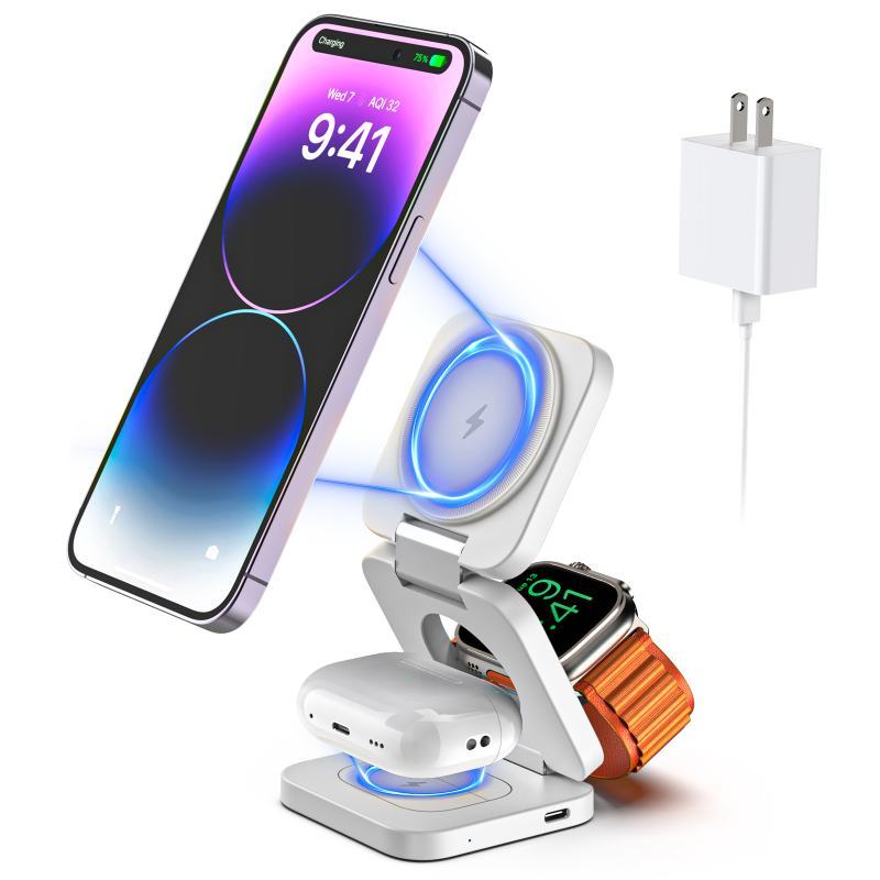 Three In One Magnetic Suction Wireless Charger - Magnetic Suction Charger for Lazy Power Lovers