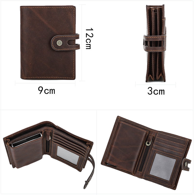 Leather Cowhide Wallet with Multiple Card and Bill Compartments for the United States
