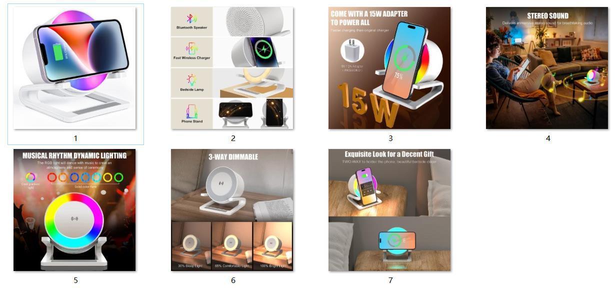 Multifunctional Four-in-one Small Night Lamp RGB Bluetooth Speaker Mobile Phone Holder 15W Wireless Charging - Lamp