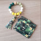 Fashion Beaded Bracelet Girls Small Wallet Lemon Printing Card Holder Silicone Beads Bracelet Keychain Credit - Fashion