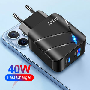 40W PD QC30 Fast Charging Wall Adapter for United States and CHF Import - Charge Like a Pro with Speedster 40w pd qc30