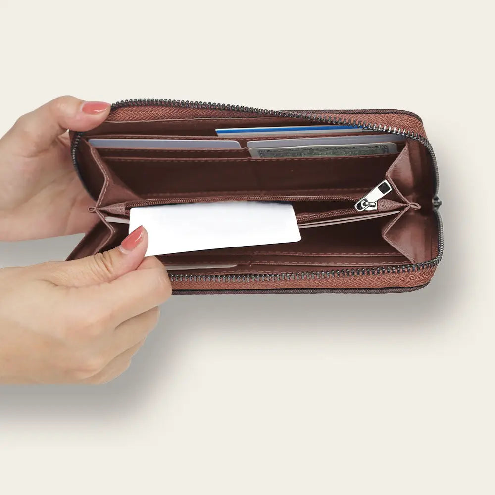 Anti-Theft Canvas Wallet with Stripes and Card Swipe Protection