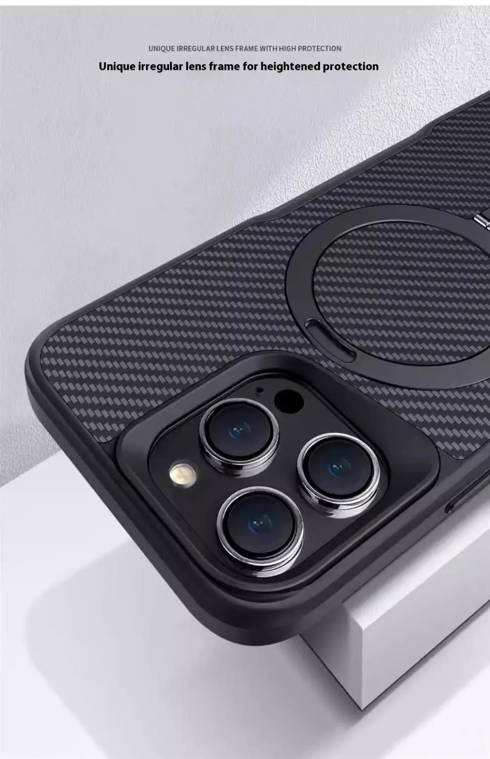 Applicable Carbon Fiber Magnetic Bracket Drop-resistant Protective Armor Small Waist Phone Case