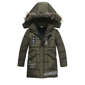 Winter Children’s Trendy Cotton-padded Jacket Mid-length Letter Cotton-padded Coat