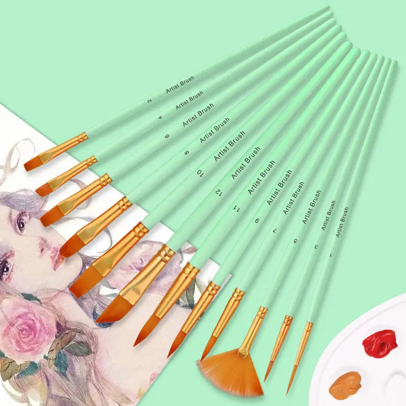 12 Gradient Color Nylon Brush Combination Set