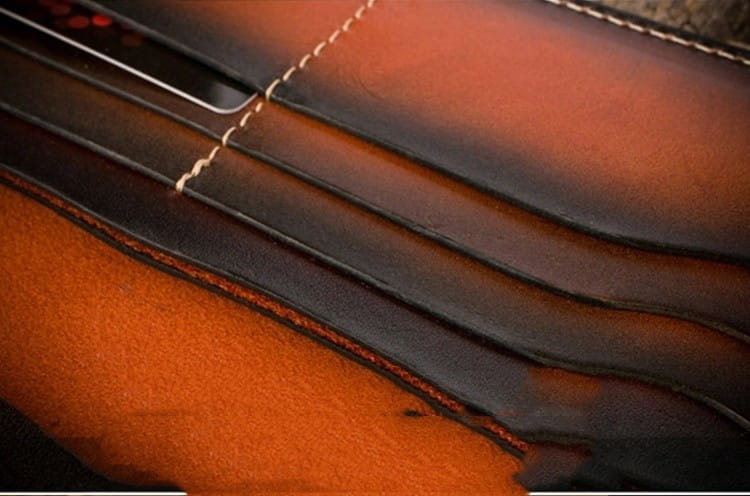 Red Black and Brown Embossed Cowhide Leather Jacket with Zipper Closure