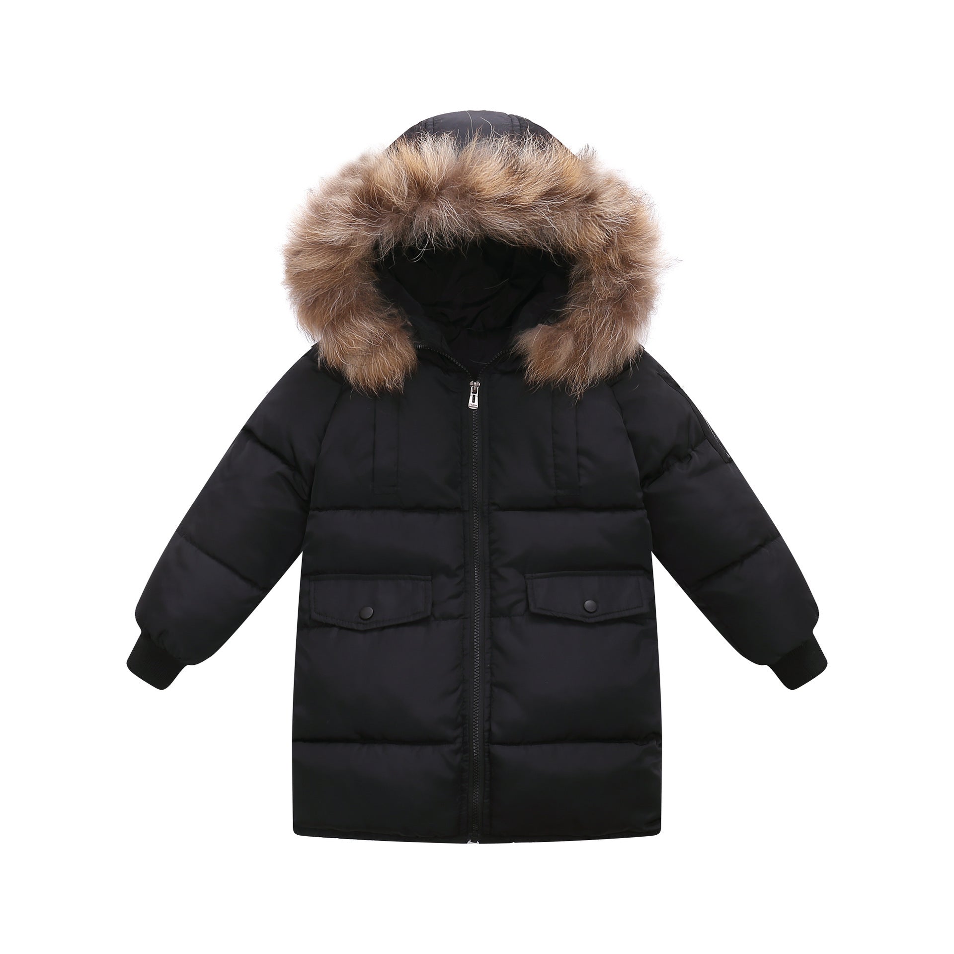 Children’s Down And Wadded Jacket Camouflage Fur Collar Detachable Thickened Warm