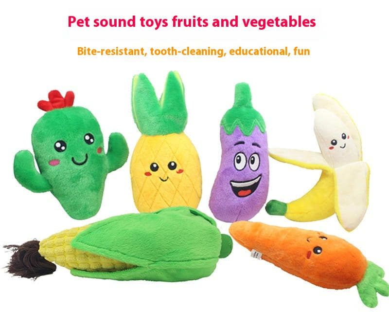 Kissan muhkeat lelut vihannes- ja hedelmämuotoinen vuorovaikutteinen pehmeä lemmikkilelu