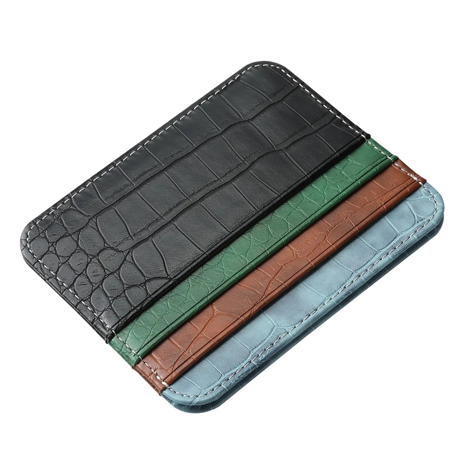 Solid Color Nylon Card Organizer Wallet with PU Leather Accents