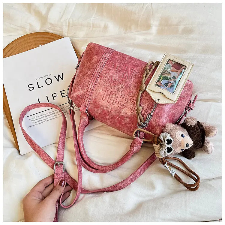 Borsa a tracolla a tracolla in pelle morbida con cerniera per donna