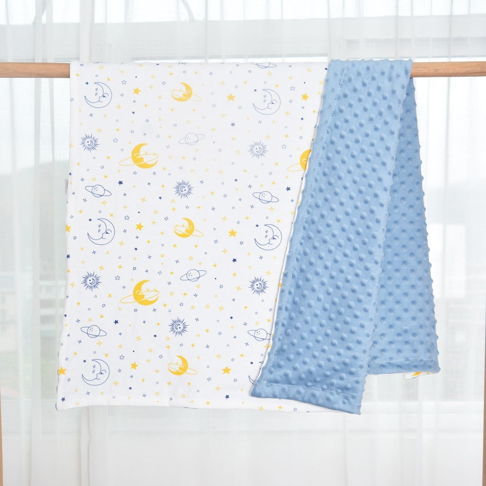 Children’s Printed Simple Casual Pure Cotton Blanket - Cozy Double-Sided Velvet Blanket for Tiny Dreamers