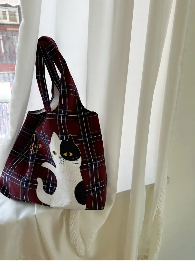 Plaid Flocking Cat Vest with Scottish and Soft Plush Design