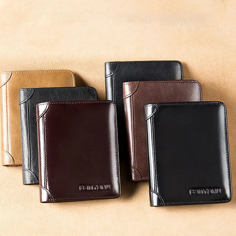 Black Cowhide Anti-Theft Wallet for Men in the United States CHF Markets