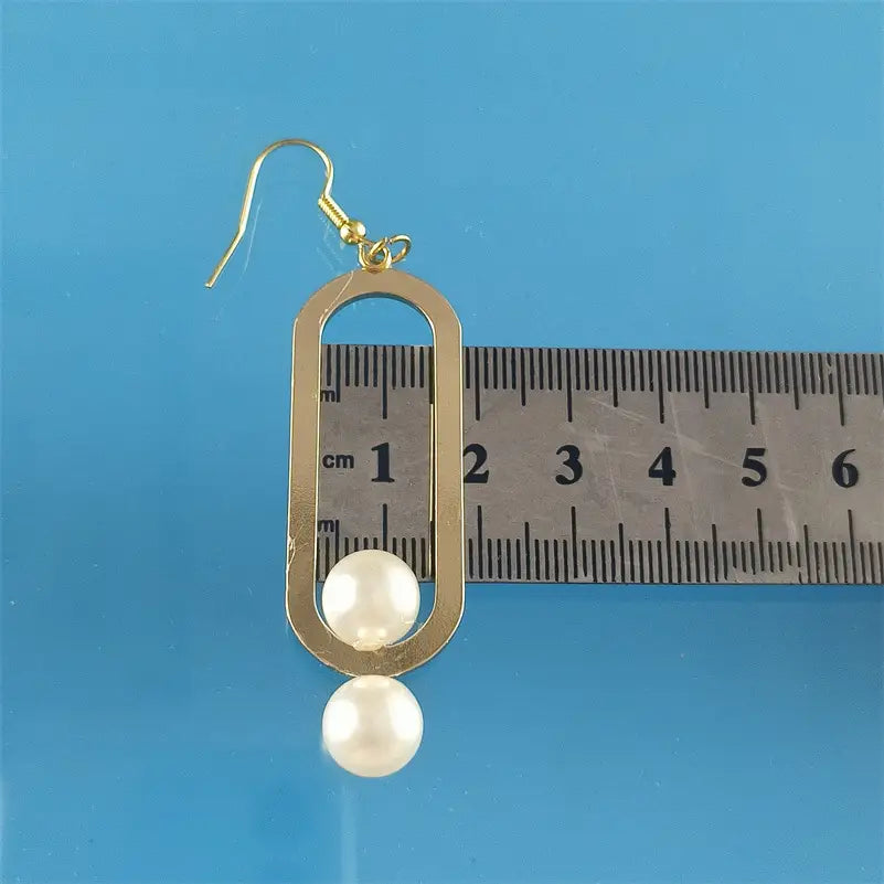 Elegant Fashion Metal Earrings Pearl Simple