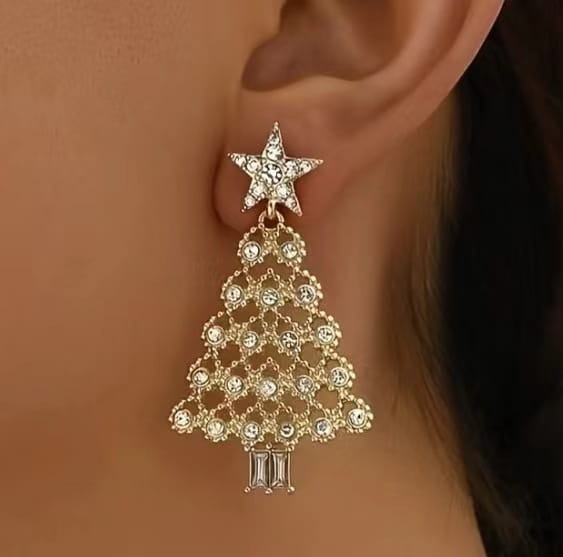 Colorful Crystals Christmas Tree Earrings Fashion Earrings