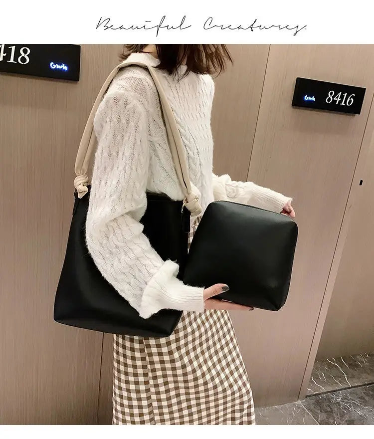 Large Capacity Tote Bag Korean Style with Multiple Pockets for Daily