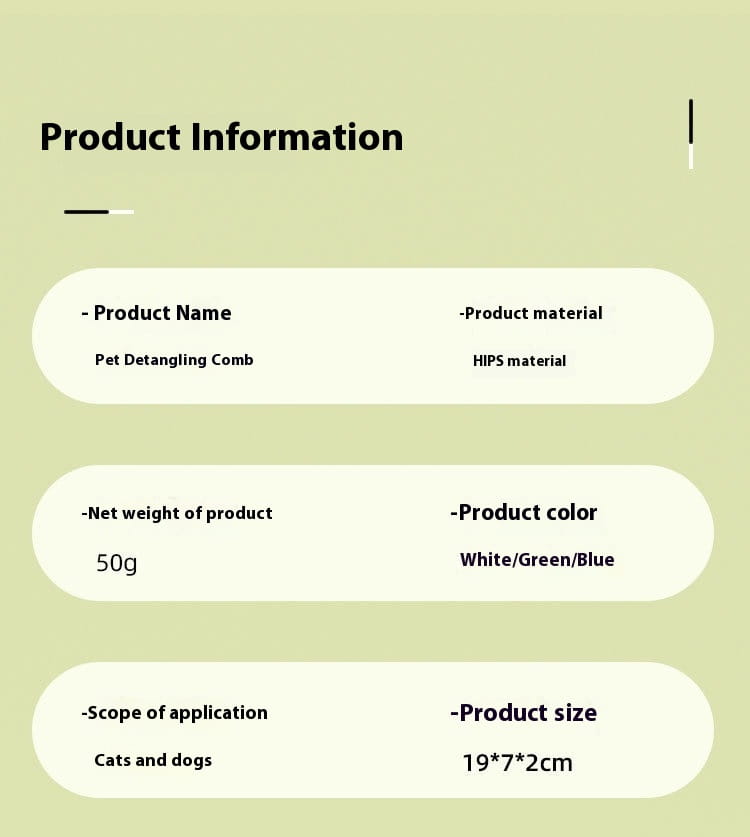 Lemmikloomakamm tiheda käiguga ja lühikeste hammastega koerte kasside peibutamiseks