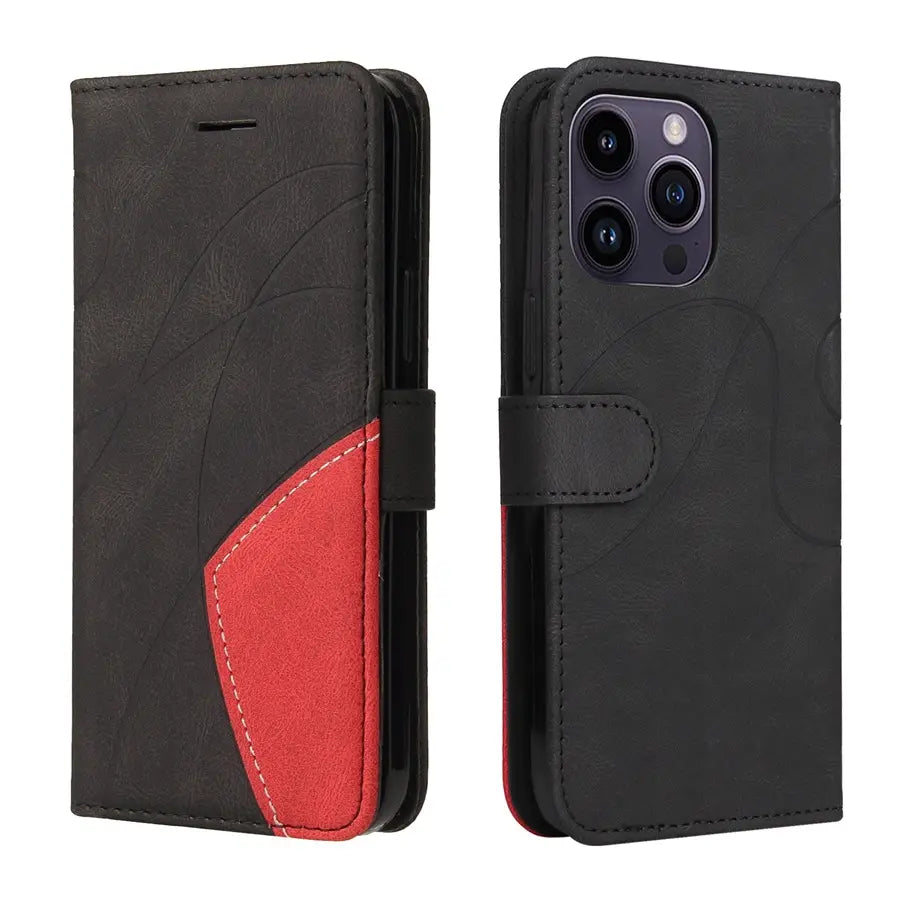 Applicable Leather Case Two-color Patchwork Mobile Phone Protective Case